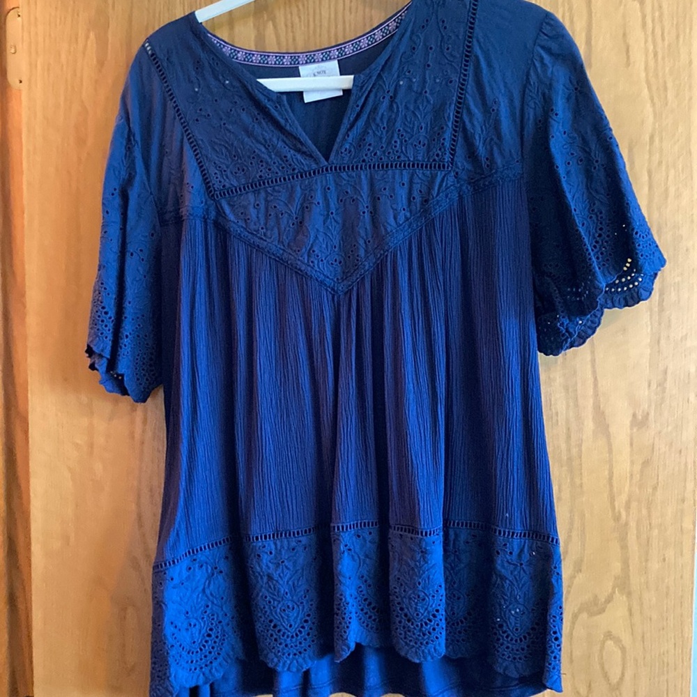 Knox Rose navy blue blouse L/XL (size tag missing)